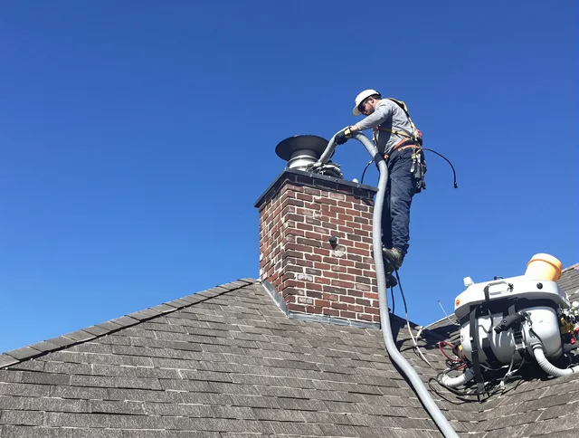 Dedicated Clearwater Chimney Sweep team member cleaning a chimney in Clearwater, FL