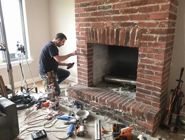 Clearwater Chimney Sweep specialist finalizing chimney liner service in Clearwater, FL