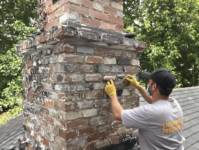 In-progress chimney restoration by Clearwater Chimney Sweep in Clearwater, FL