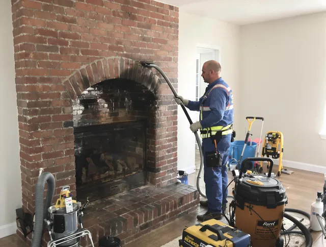 Clearwater Chimney Sweep expert performing detailed chimney sweep in Clearwater, FL