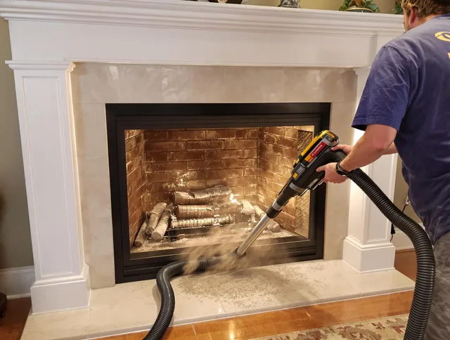 Fireplace cleaning performed by Clearwater Chimney Sweep in Clearwater, FL